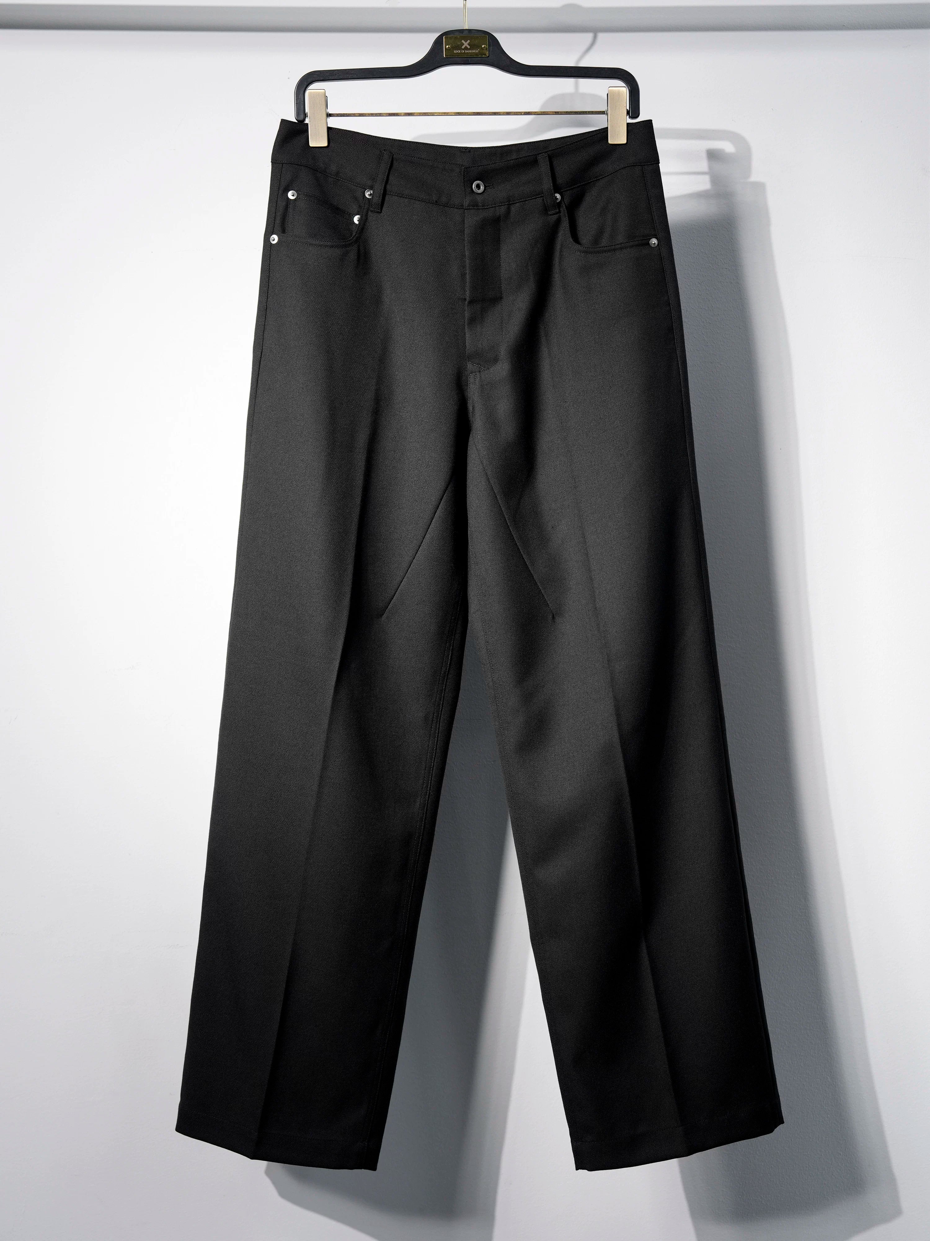 Wide Leg Wrinkle-free Wool Trousers