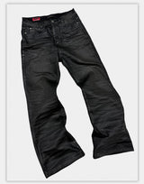 Washed Waxed Snakeskin Flared Jeans