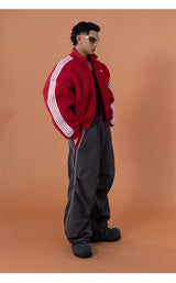 Men's Red Green Faux Shearling Jacket