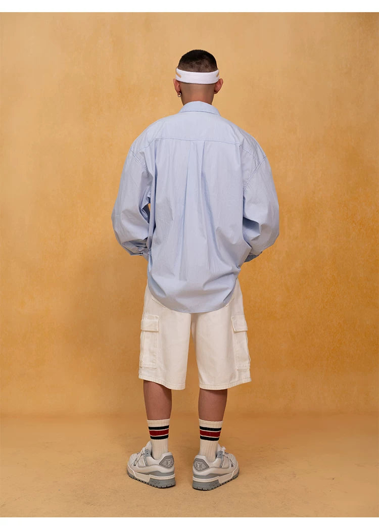 Men's Red White Blue Oversized Shirts