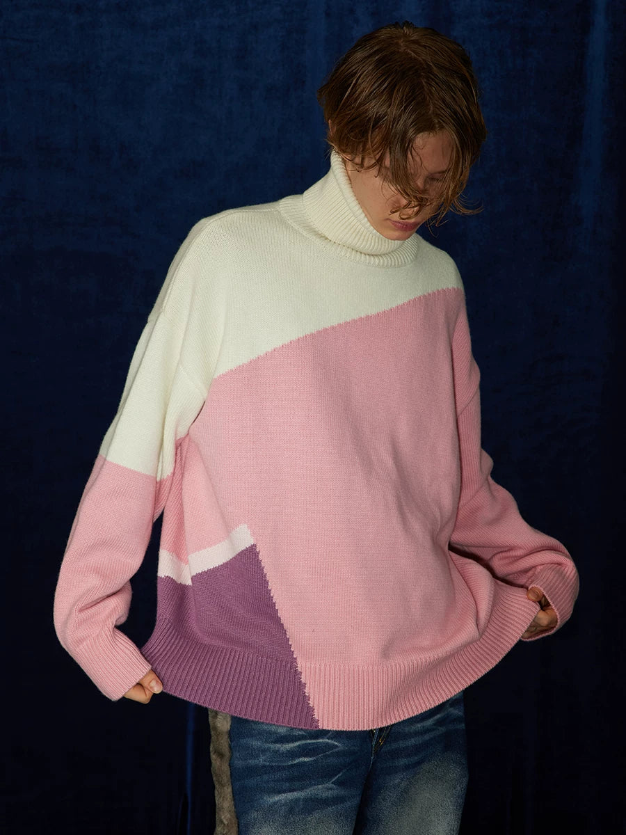 Mid-length Thick Wool Blend Turtleneck Sweater