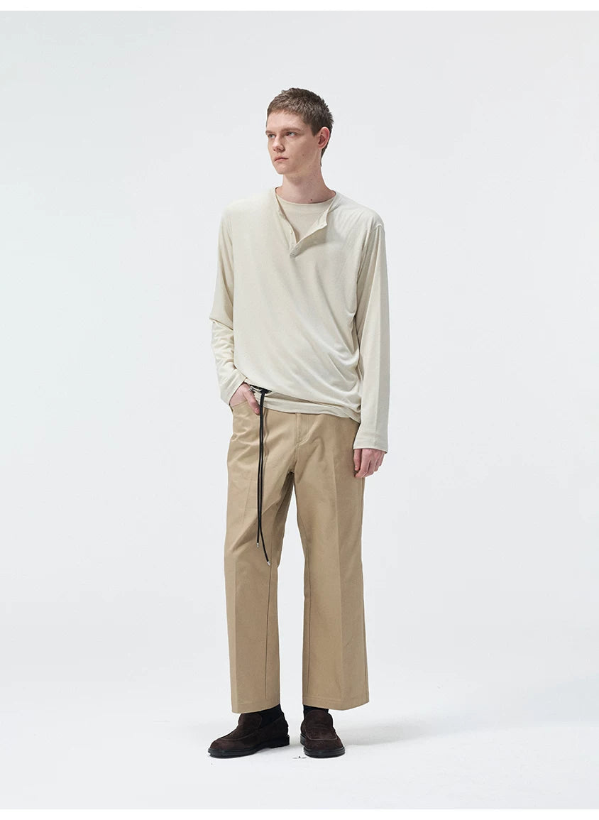 Long Sleeve Linen Tencel Blend Tees