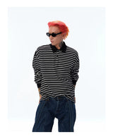 Men's Long Sleeve Striped Cotton Polo