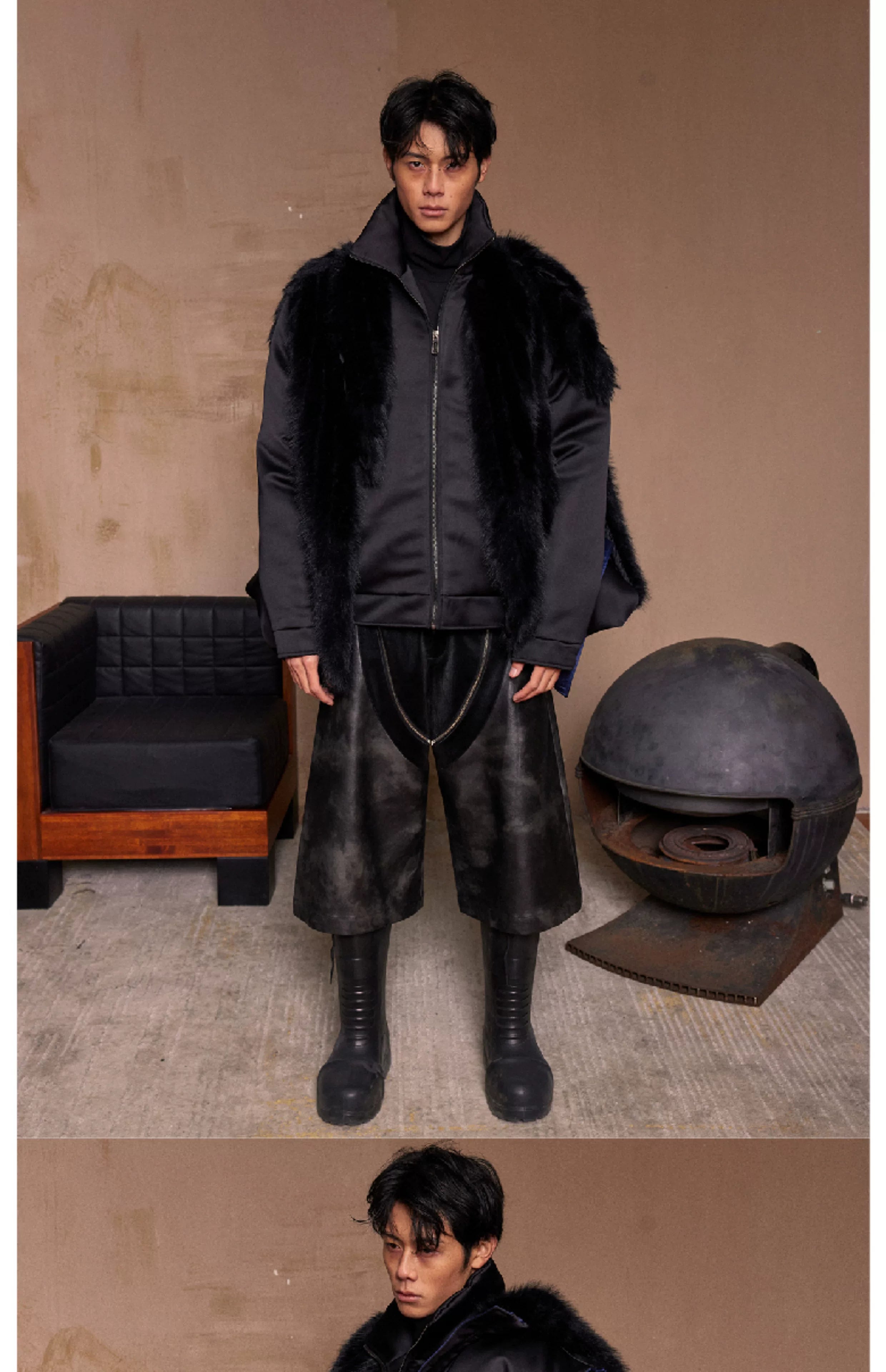 Punk Loose Leather Zippered Cropped Pants