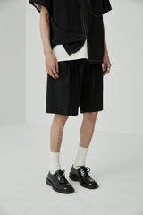 Draped Drawstring Elastic Waist Pleated Shorts
