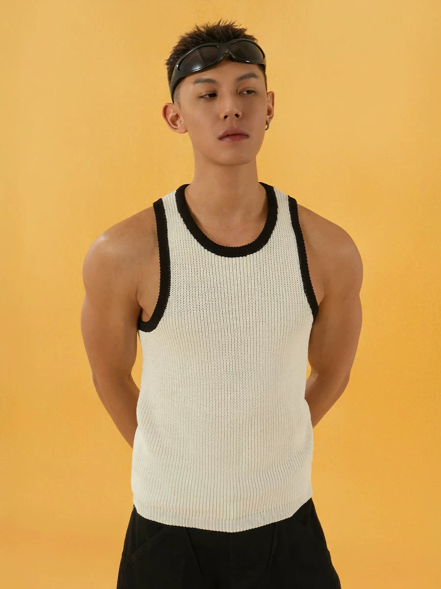 Men's Color Block Rib Knit Vest