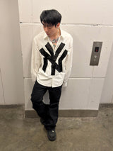 Oversized White Long-Sleeve NY Tape Shirt
