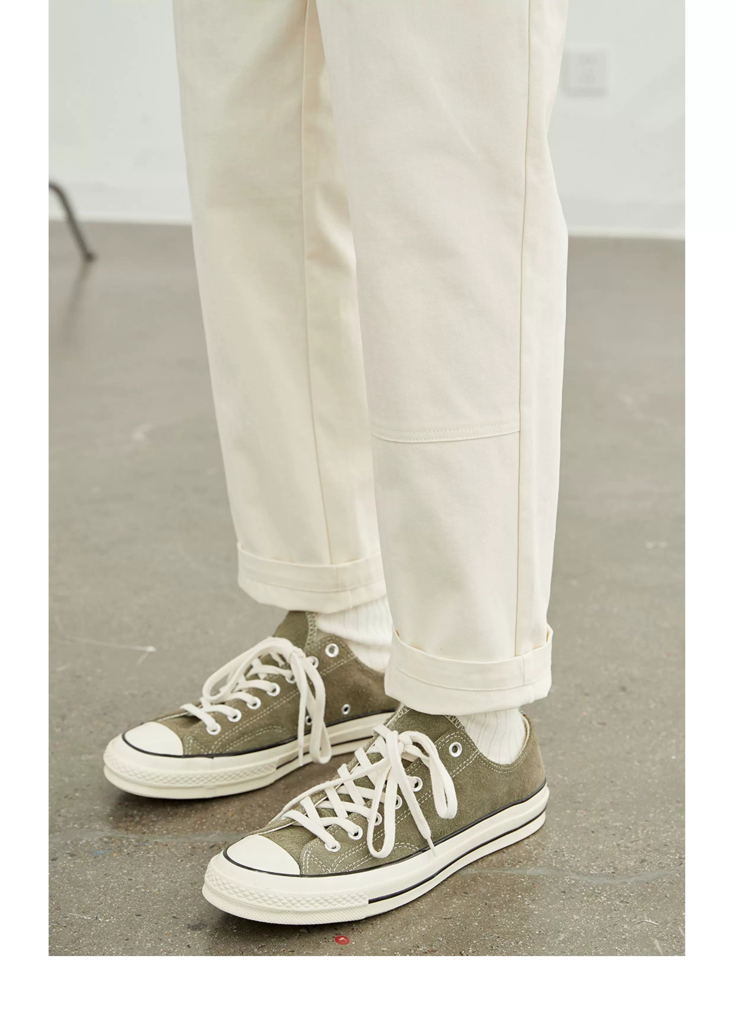 Vintage Herringbone Elastic Waist Cargo Pants