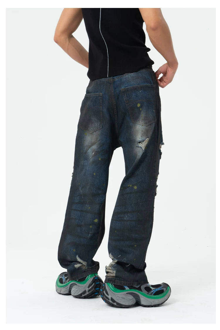 Black Ripped Distressed Wide Leg Jeans