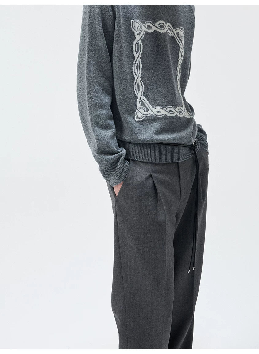 Merino Wool Pleated Elastic Waist Pants