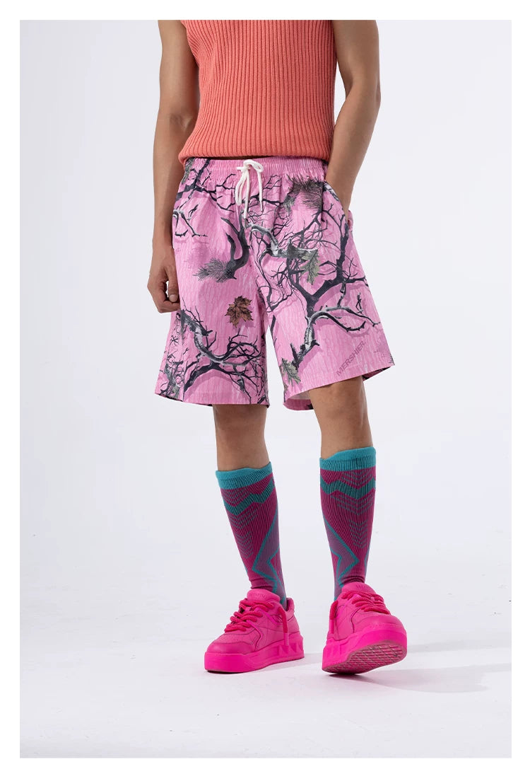 Men's Loose Drawstring Graffiti Beach Shorts