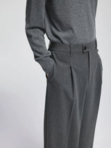 Pleated Elastic Waist Brushed Twill Slacks