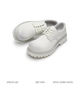 Distressed White Suede Platform Derby Shoes