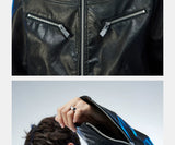 Men's Distressed Cropped Leather Moto Jacket