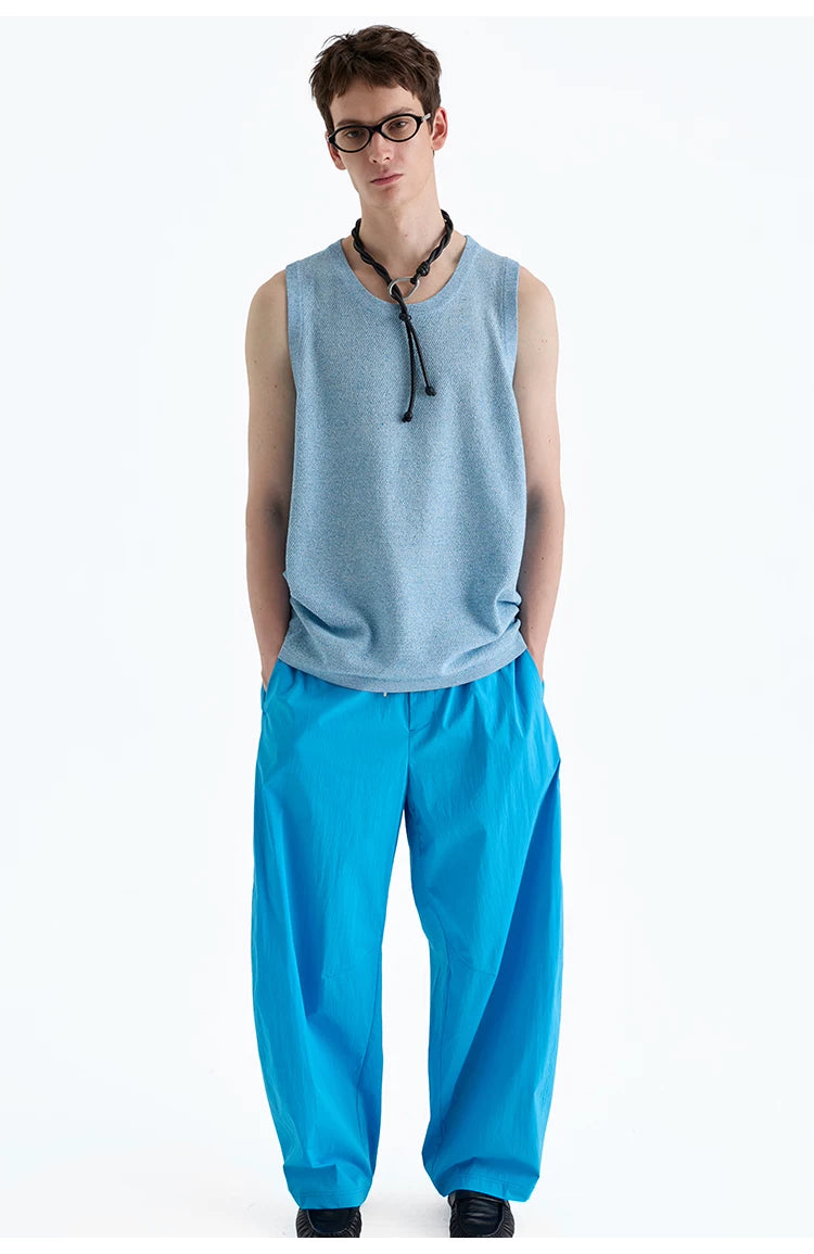 SUPIMA Nylon Drawstring Curved Casual Pants