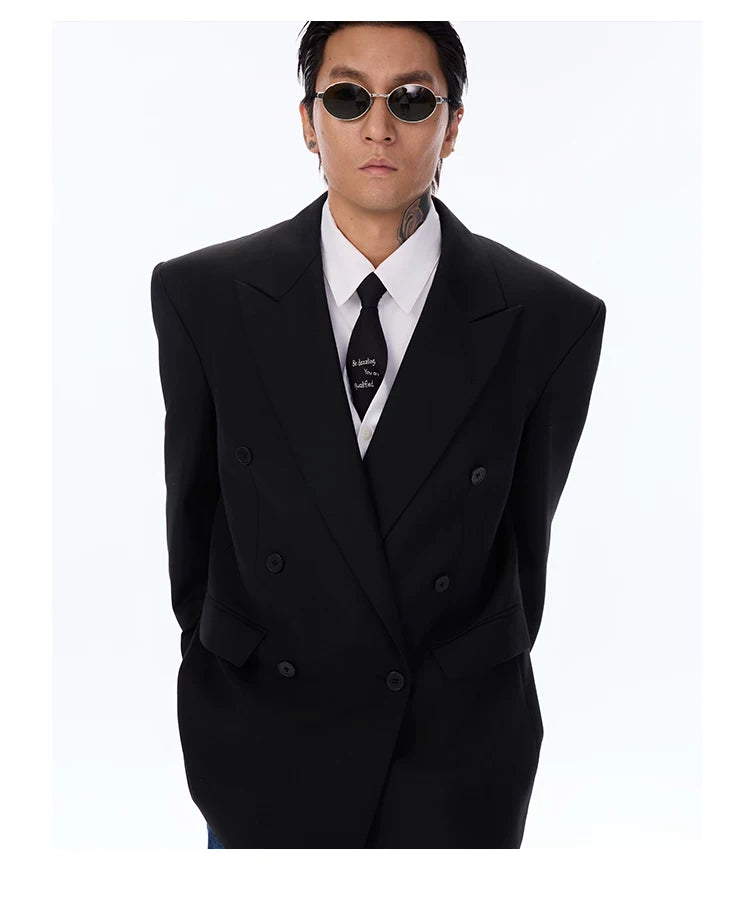 Classic Vintage Oversized Double-breasted Wool Blazer