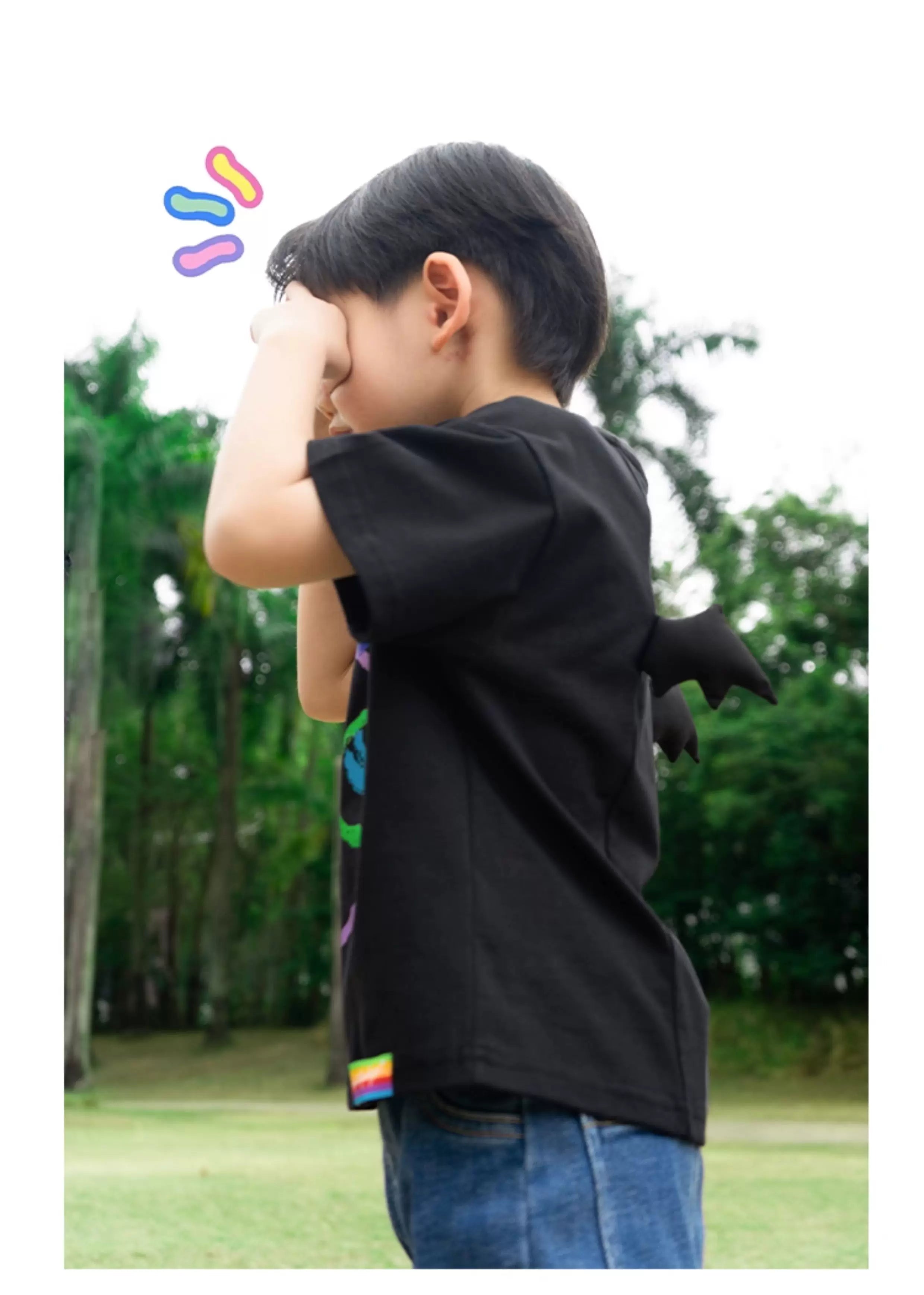 Black Graffiti Devil Wings Cotton Tees