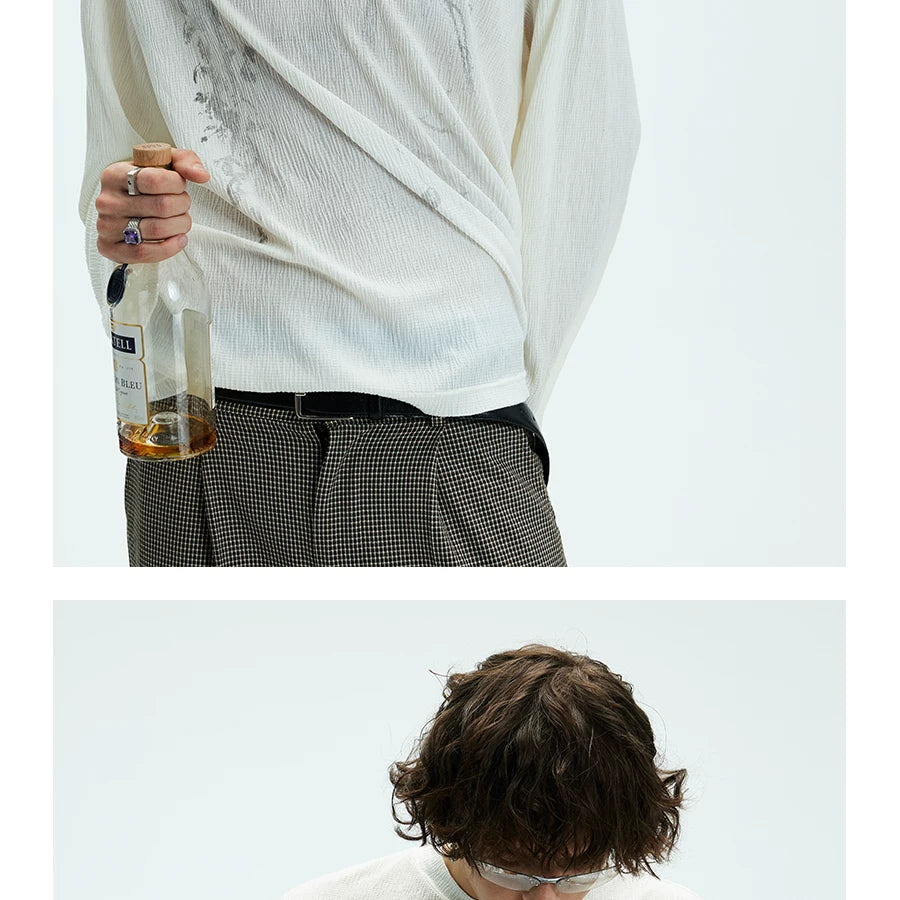 Vintage Printed Loose Sheer Cotton Tee