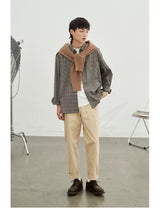 Vintage Herringbone Elastic Waist Cargo Pants