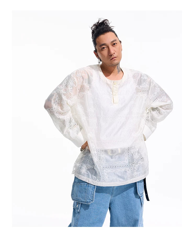 Long-Sleeve Embroidered Lyocell Shirts