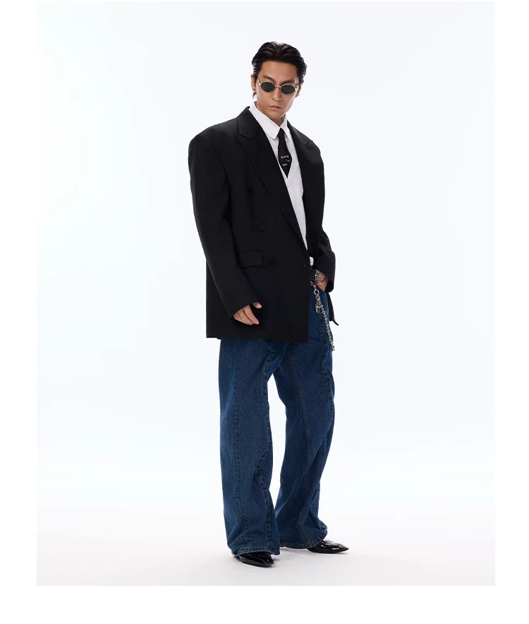Classic Vintage Oversized Double-breasted Wool Blazer