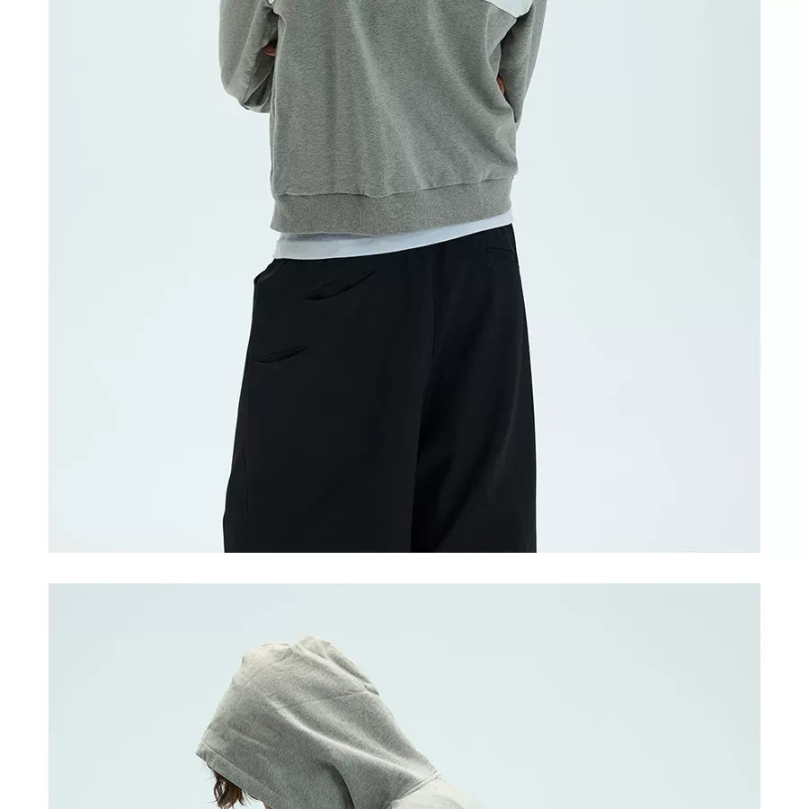 Two-Tone Cotton Embroidered Crop Zip Hoodie