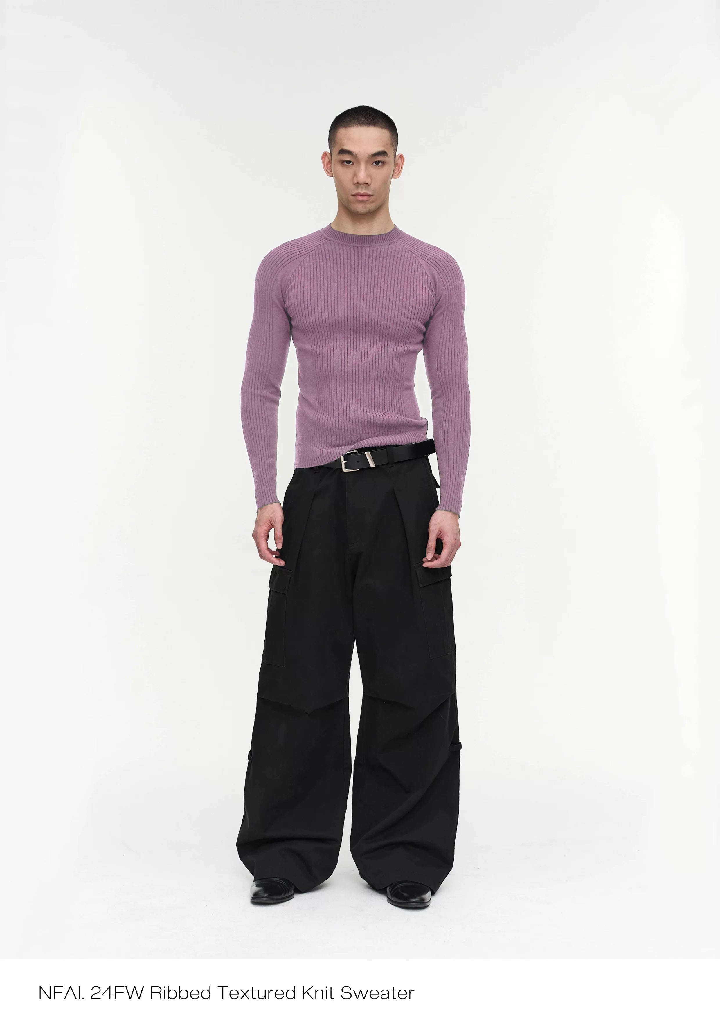 Slim Fit Ribbed Knit Long Sleeve Tops