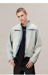 Yellow Mud Washed Denim Harrington Jacket