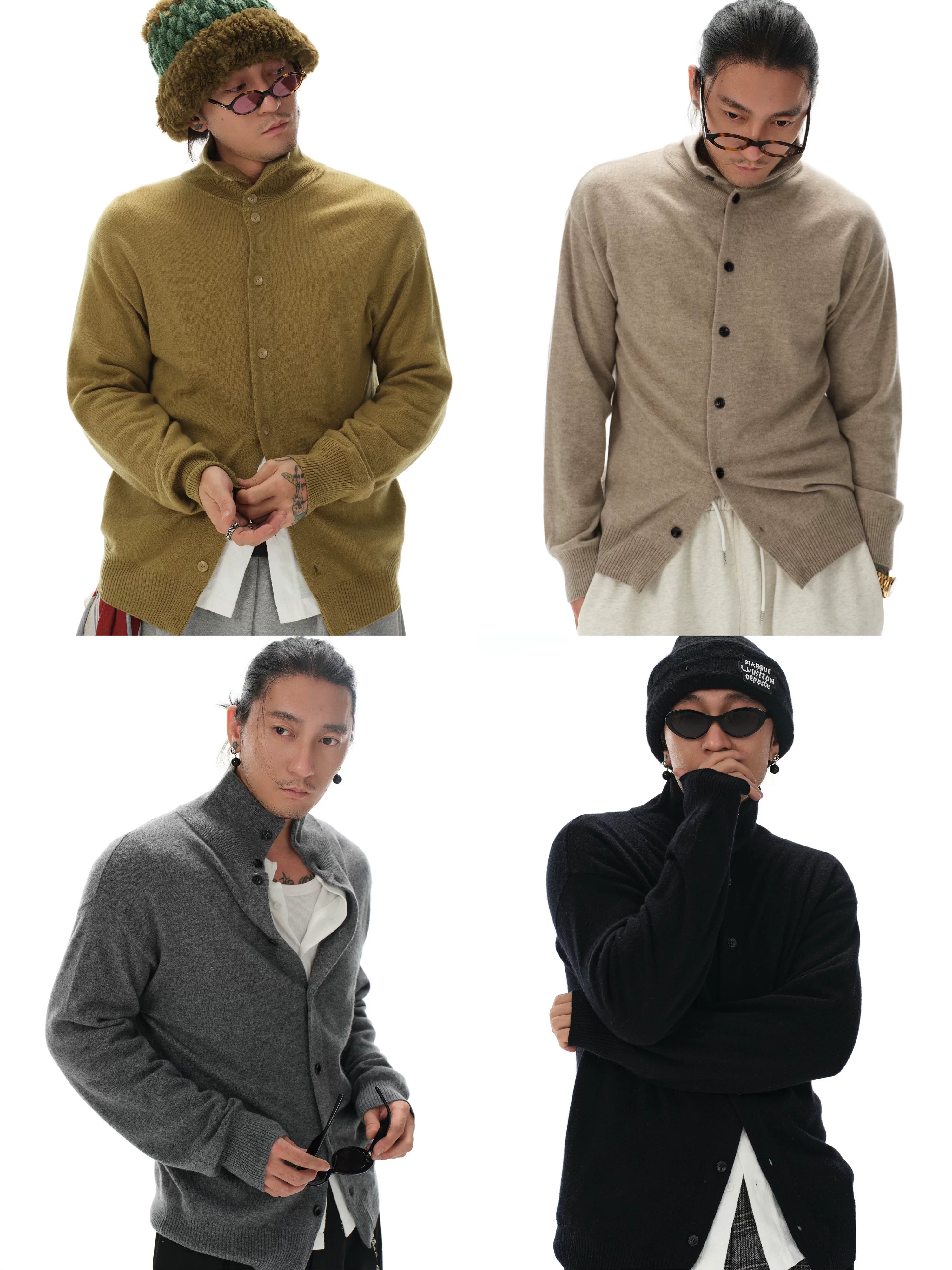 Turtleneck Merino Wool Cashmere Cardigan
