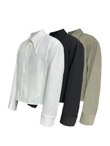 Sharp Collared Striped Pleated Shirt