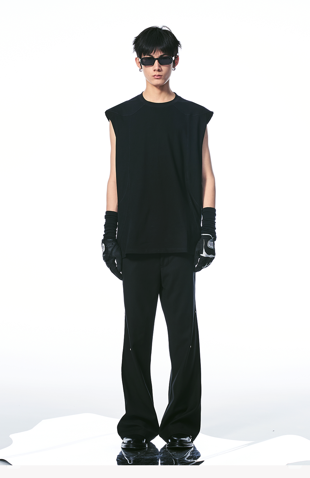 Black Deconstructed Padded Tank Top