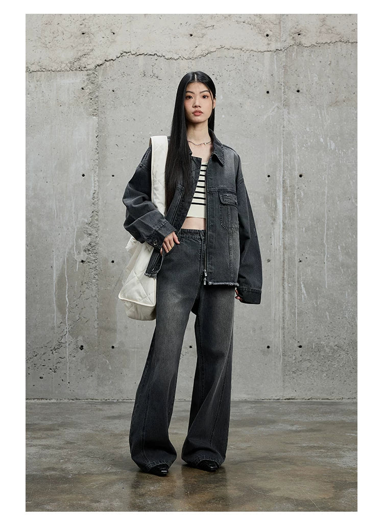 Vintage Washed Flared Denim Pants