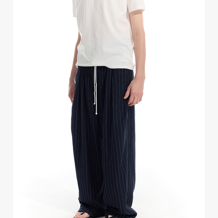 Striped Drawstring Elastic Casual Pants