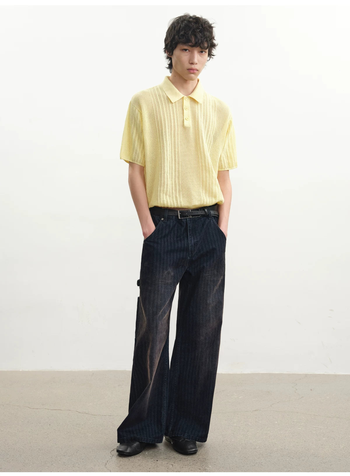 Cutout Ribbed Cotton Polo Shirts