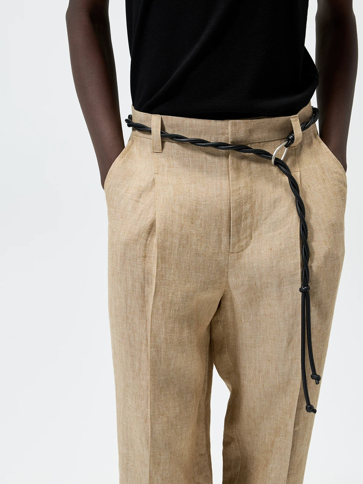 Straight Leg Hemp Linen Blend Pants