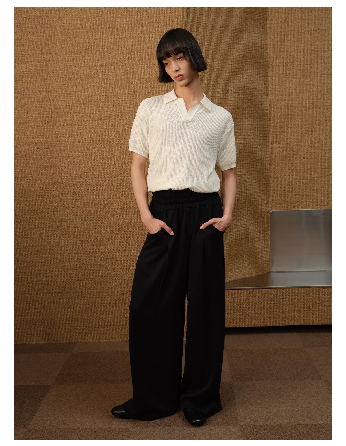 Polo Collar Ice Silk Knit Tees