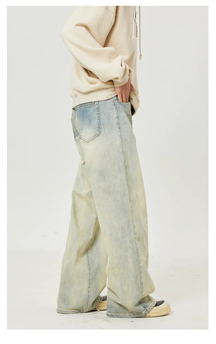 Men's Vintage Washed Loose Straight Jeans
