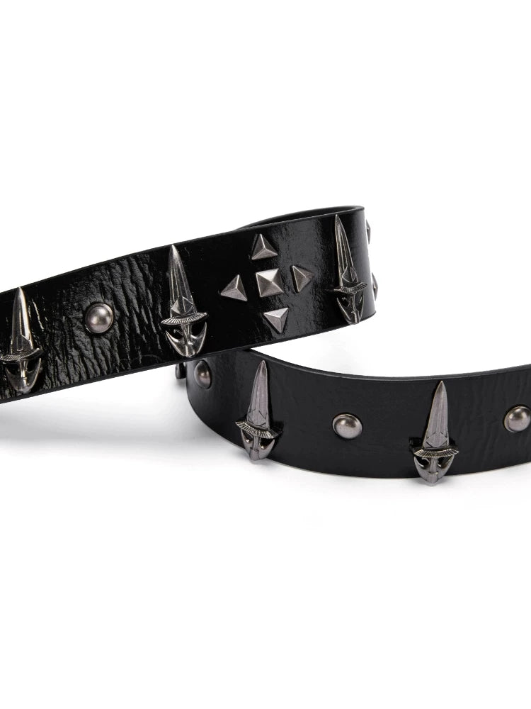 Medieval Genuine Leather Chain Rivet Belt