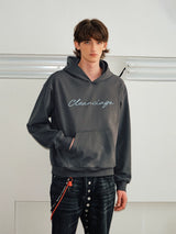 Couple’s Embroidered Script Boxy Hoodie
