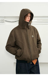 Men's Herringbone Hooded Puffer Jacket