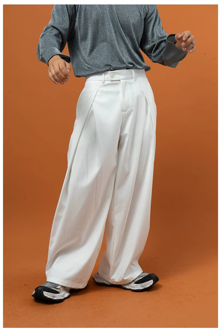 Men's Pleated Wide Leg Dress Pants