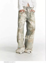 Vintage Digital Lace Print Flare Jeans
