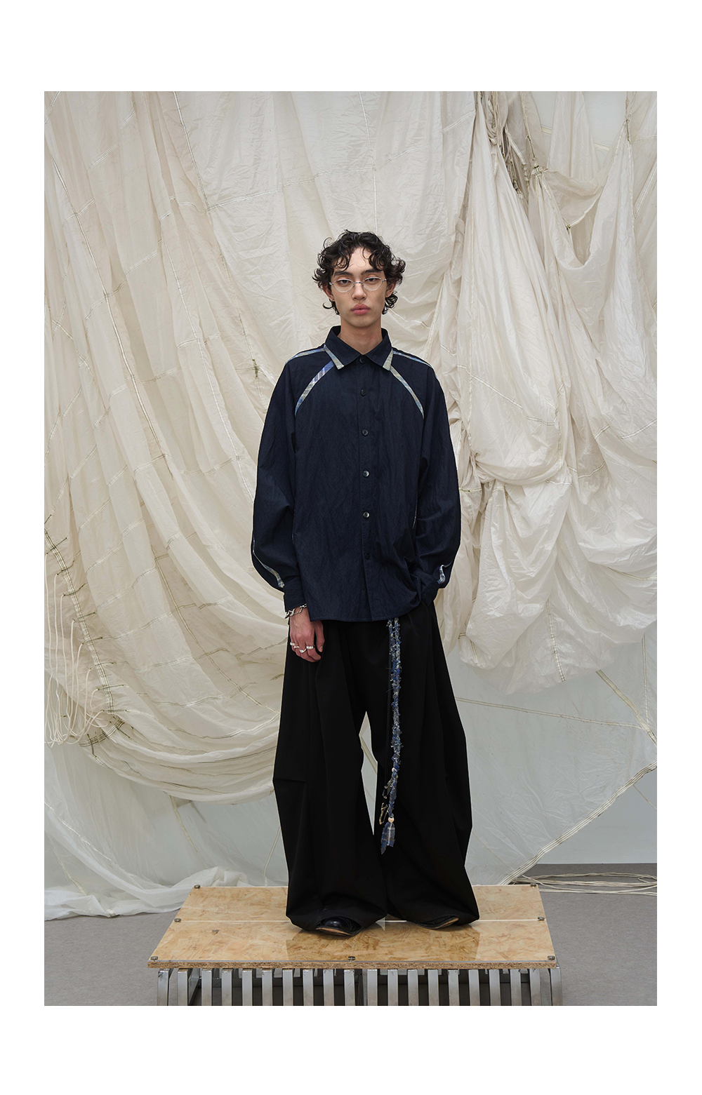 Loose Draped Pleated Curved Trousers