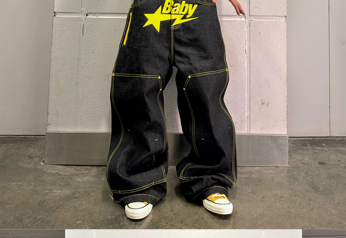 2000s Yellow BabySTA Bootleg Raw Jeans