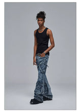Cleanfit Green Washed Multi-pocket Straight Jeans