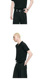 Loose V Neck Knit Summer Tee