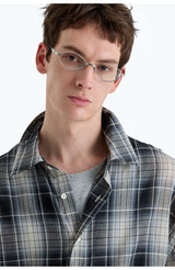 Loose Plaid Cotton Short Sleeve Shirt