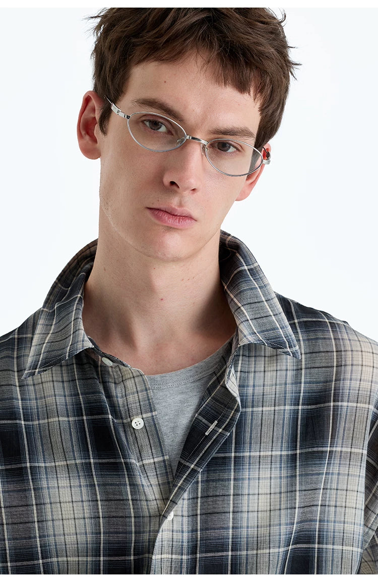 Loose Plaid Cotton Short Sleeve Shirt