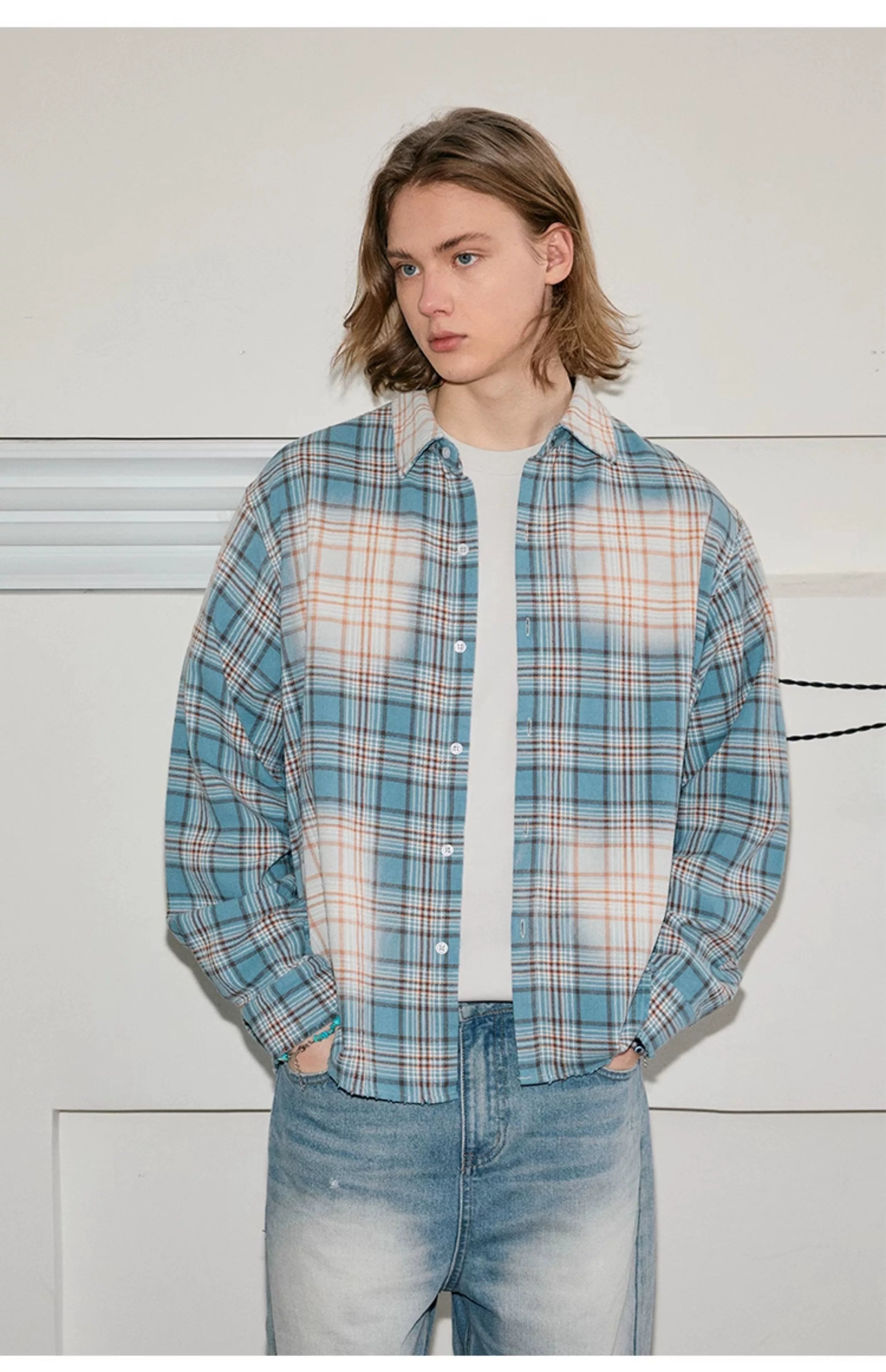 Vintage Wash Plaid Long Sleeve Shirt