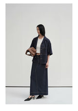 Cropped Contrast Cuban Collar Shirt Jacket
